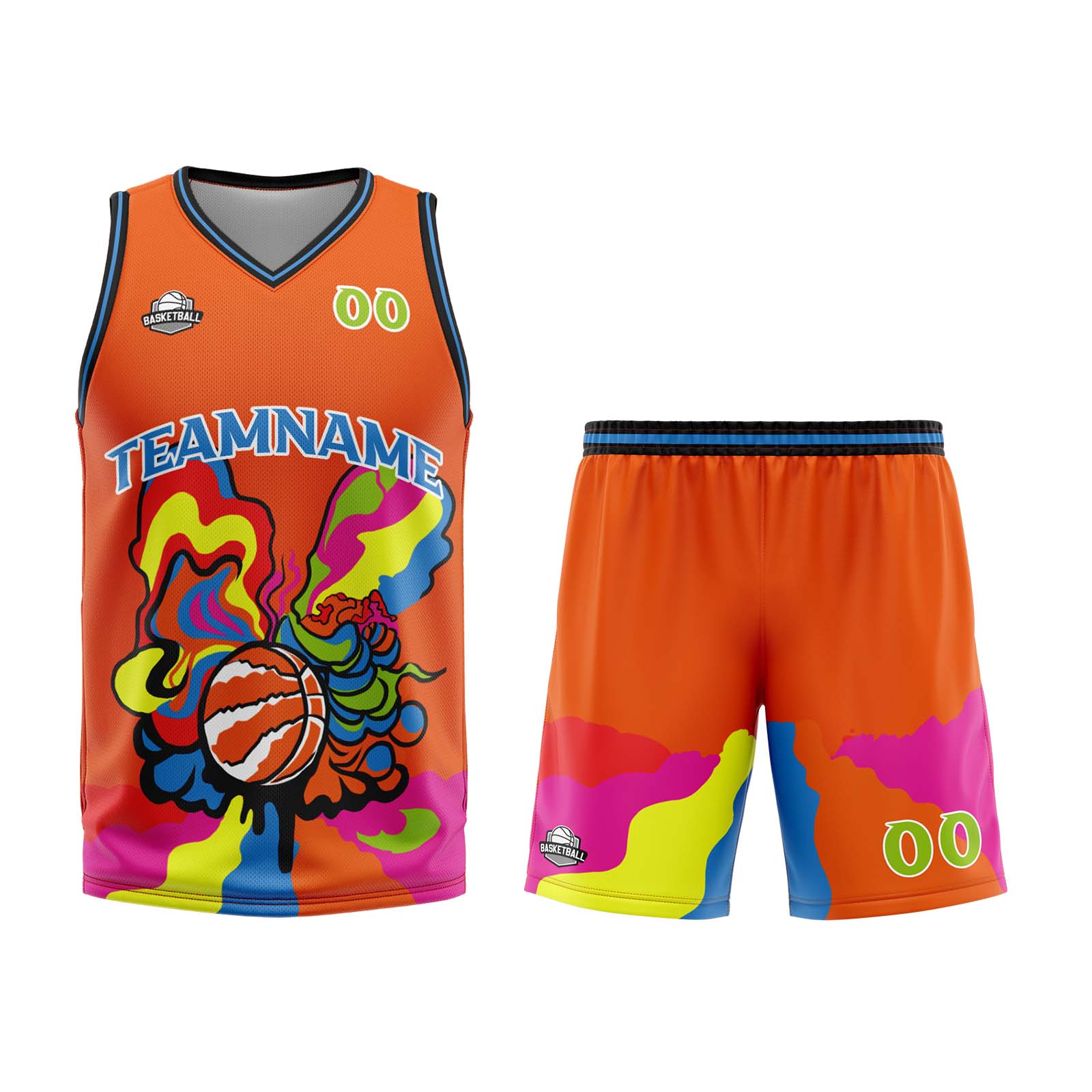 Custom Orange Basketball Jersey Uniform Suit Printed Your Logo Name Number enthsush
