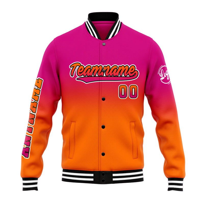 Custom Gradient Varsity Jacket Letterman jacket for Men, Women and Youth Rose&Orange