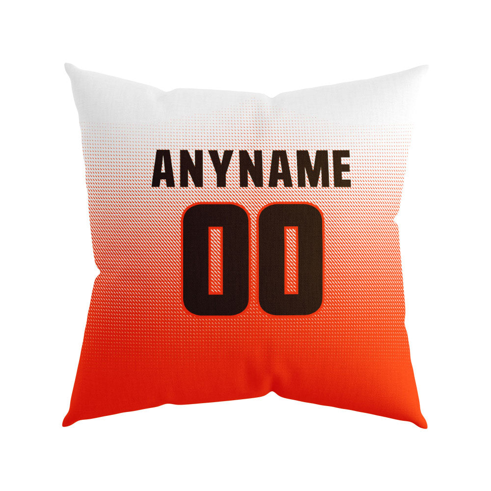 Custom Football Throw Pillow for Men Women Boy Gift Printed Your Personalized Name Number Orange&Brown&White enthsush