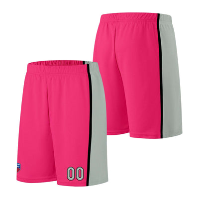 Custom basketball jersey shorts for men and women. Embroidered and printed name, number and logo Pink enthsush