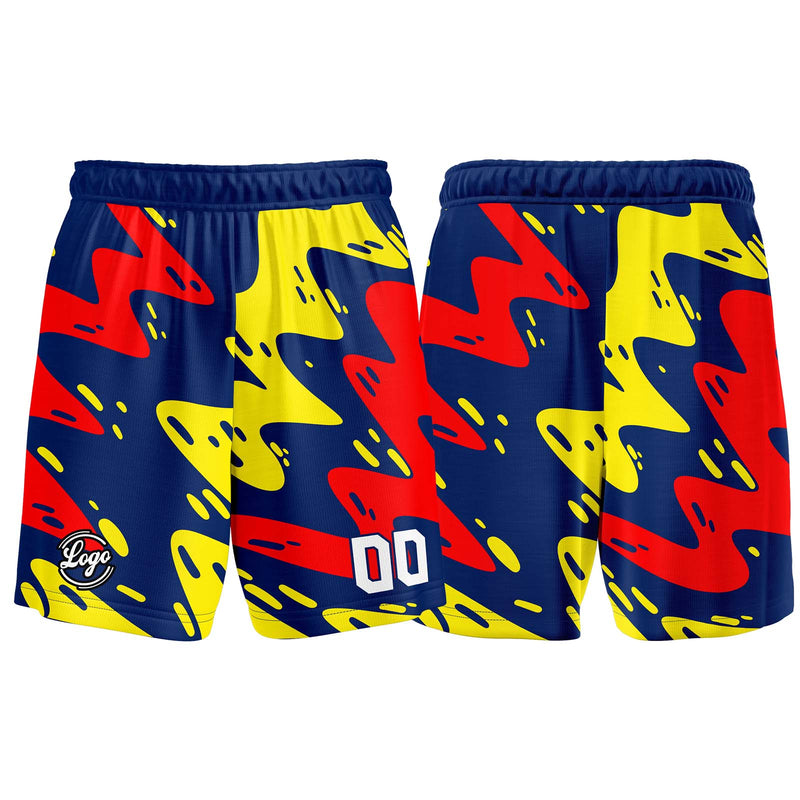 Custom Navy Red Yellow Basketball Jersey Uniform Suit Printed Your Logo Name Number