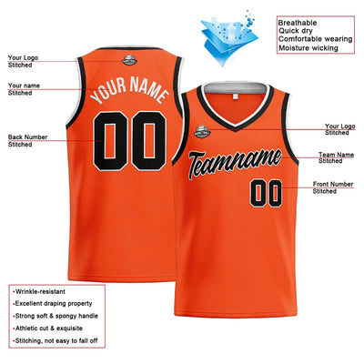 Custom Stitched Basketball Jersey for Men, Women  And Kids Orange-Black enthsush