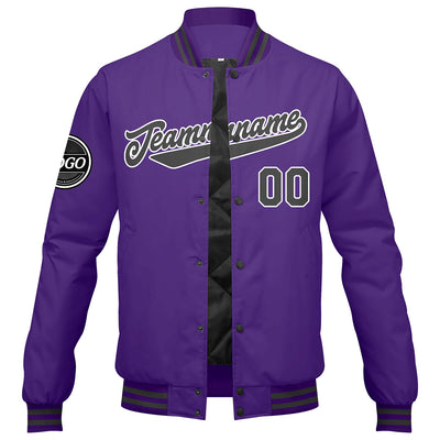 Custom Varsity Jacket Letterman jacket for Men, Women and Youth Purple Grey enthsush