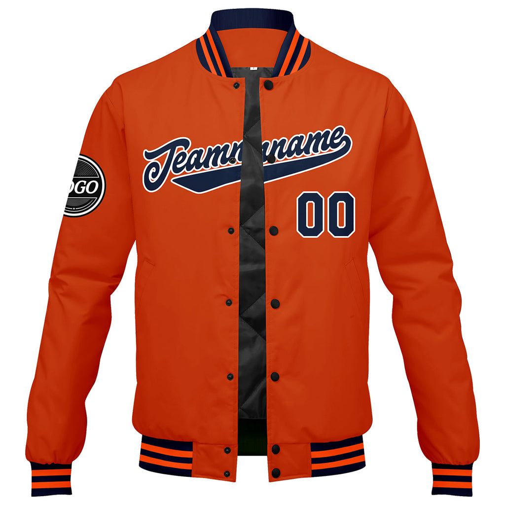 Custom Varsity Jacket Letterman jacket for Men, Women and Youth Navy Orange enthsush