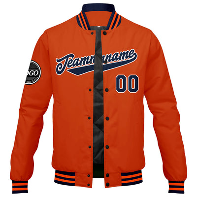 Custom Varsity Jacket Letterman jacket for Men, Women and Youth Navy Orange enthsush