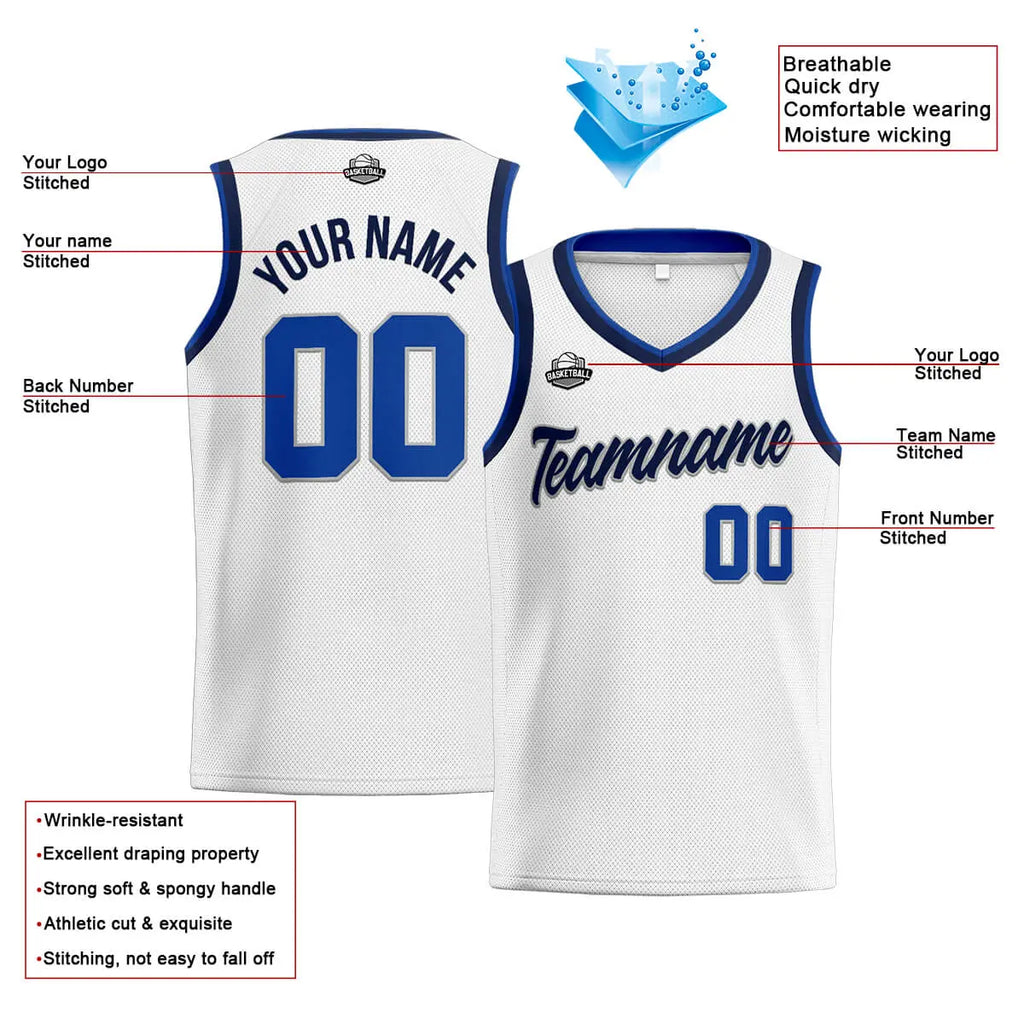 Custom Stitched Basketball Jersey for Men, Women  And Kids White-Royal-Navy enthsush