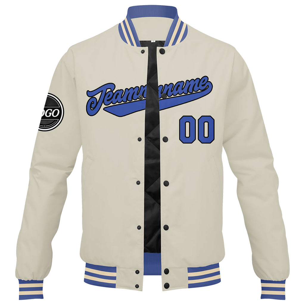 Custom Varsity Jacket Letterman jacket for Men, Women and Youth Cream Blue enthsush