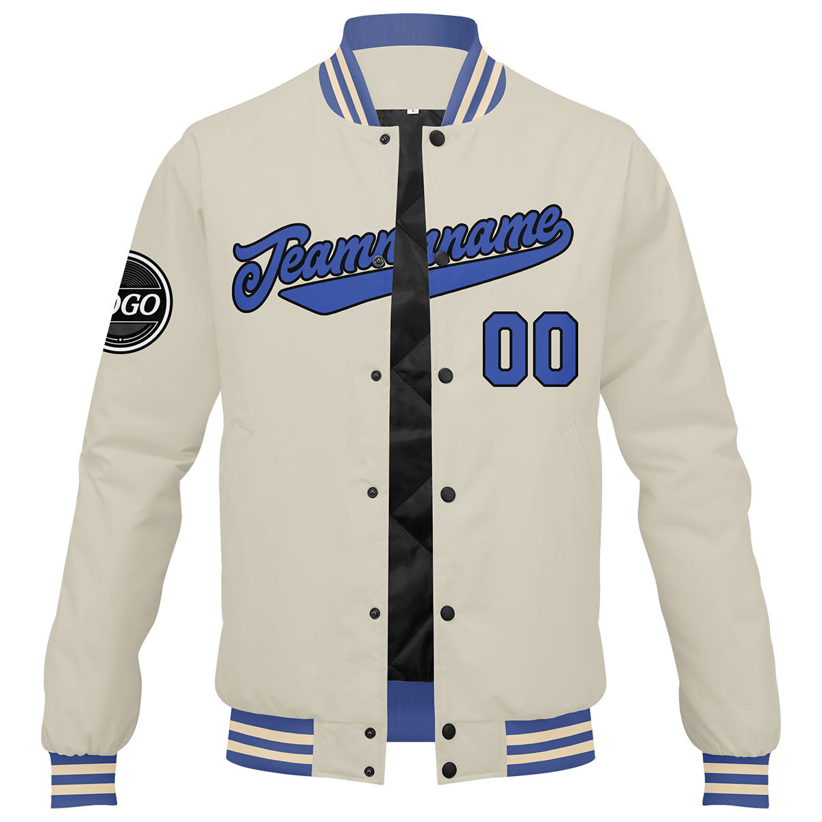 Custom Varsity Jacket Letterman jacket for Men, Women and Youth Cream Blue enthsush