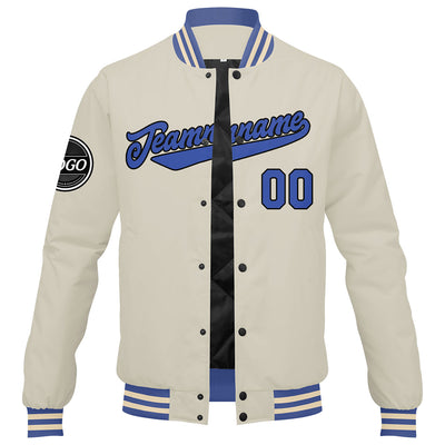 Custom Varsity Jacket Letterman jacket for Men, Women and Youth Cream Blue enthsush