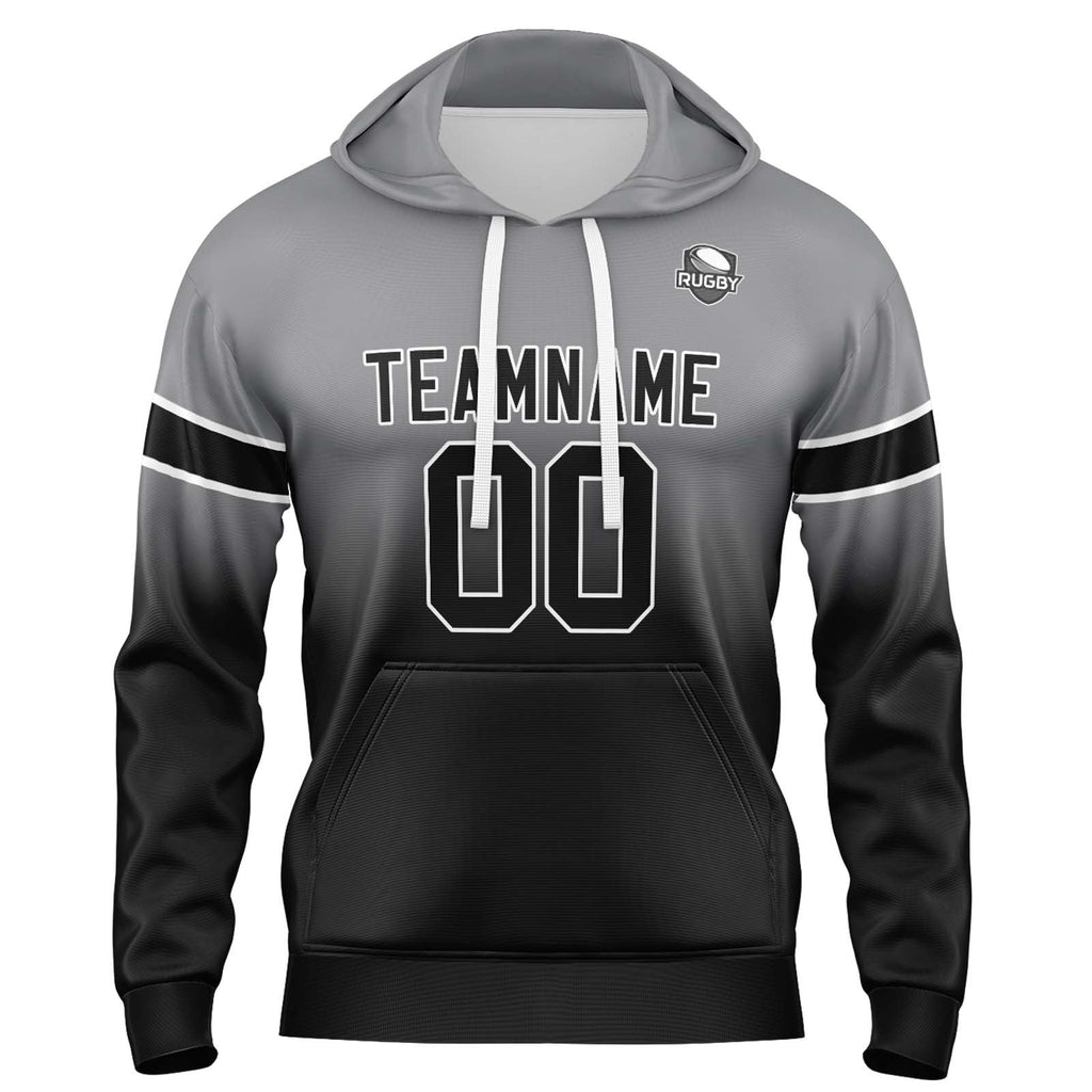 Custom Gradient Sweatshirt Hoodie For Man Woman Girl Boy Print Your Logo Name Number Grey&Black enthsush
