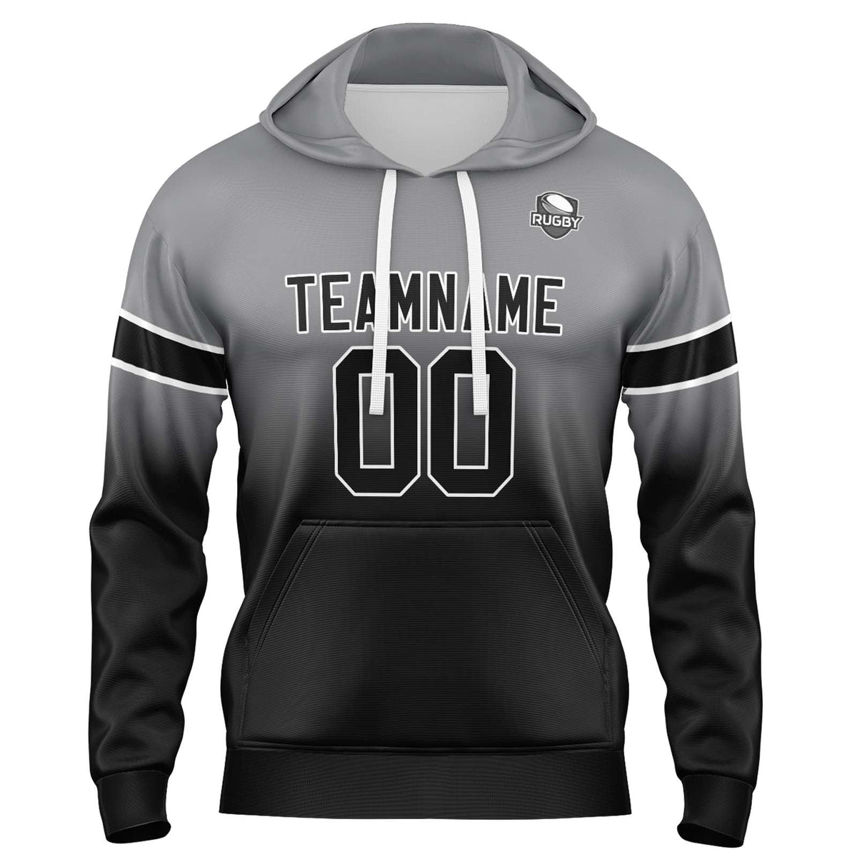 Custom Gradient Sweatshirt Hoodie For Man Woman Girl Boy Print Your Logo Name Number Grey&Black enthsush
