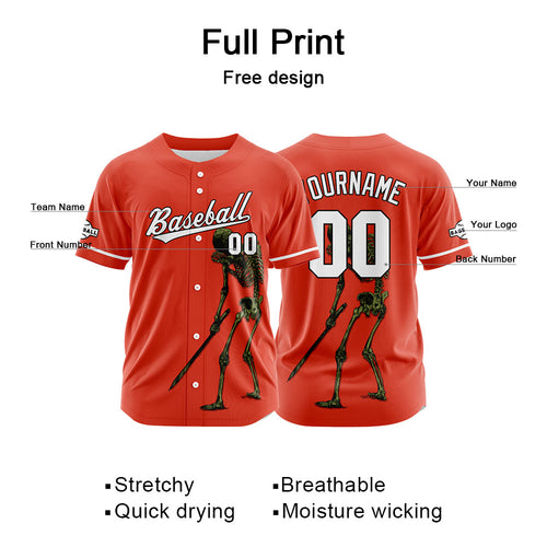 Custom Baseball Jersey Personalized Baseball Shirt for Men Women Kids Youth Teams Stitched and Print Orange enthsush