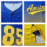 Custom Full Print Design Authentic Baseball Jersey yellow-blue