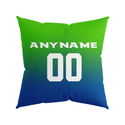 Custom Football Throw Pillow for Men Women Boy Gift Printed Your Personalized Name Number Navy&Neon Green&Gray enthsush