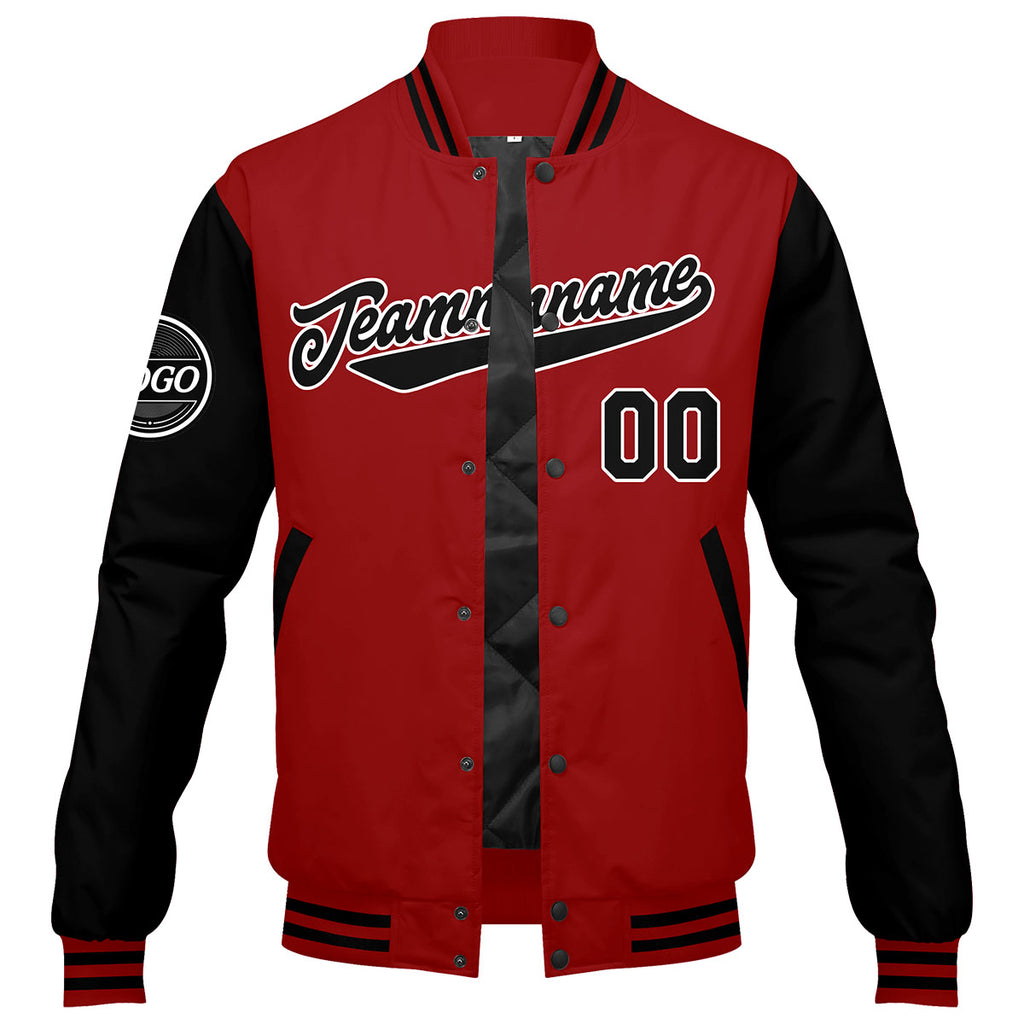 Custom Varsity Jacket Letterman jacket for Men, Women and Youth Red Black enthsush