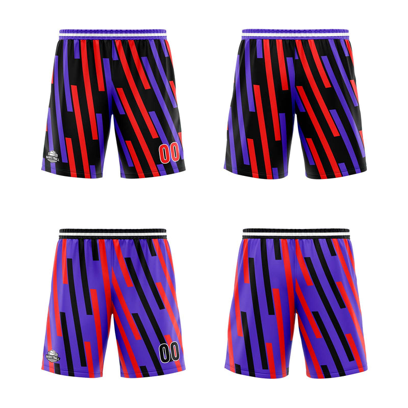 Custom Red Purple Reversible Basketball Suit for Adults and Kids Personalized Jersey