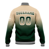 Custom Gradient Varsity Jacket Letterman jacket for Men, Women and Youth Khaki&Dark Green