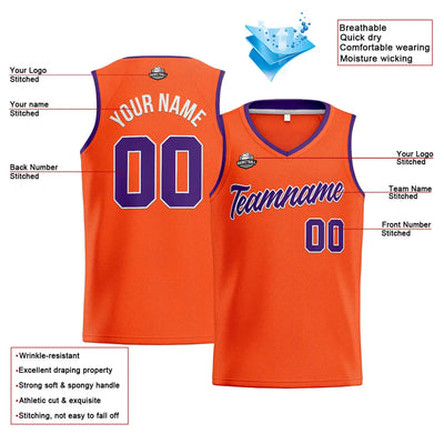 Custom Stitched Basketball Jersey for Men, Women  And Kids Orange-Purple enthsush