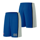 Custom basketball jersey shorts for men and women. Embroidered and printed name, number and logo Blue