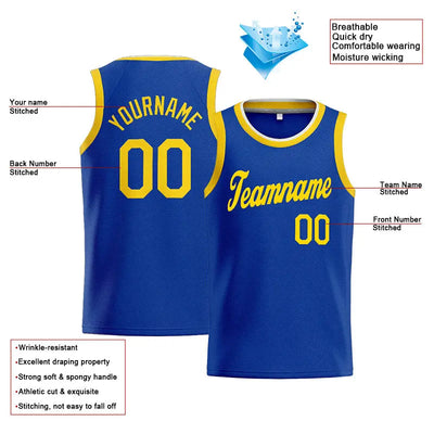 Custom Stitched Basketball Jersey for Men, Women And Kids Royal-Yellow-White enthsush