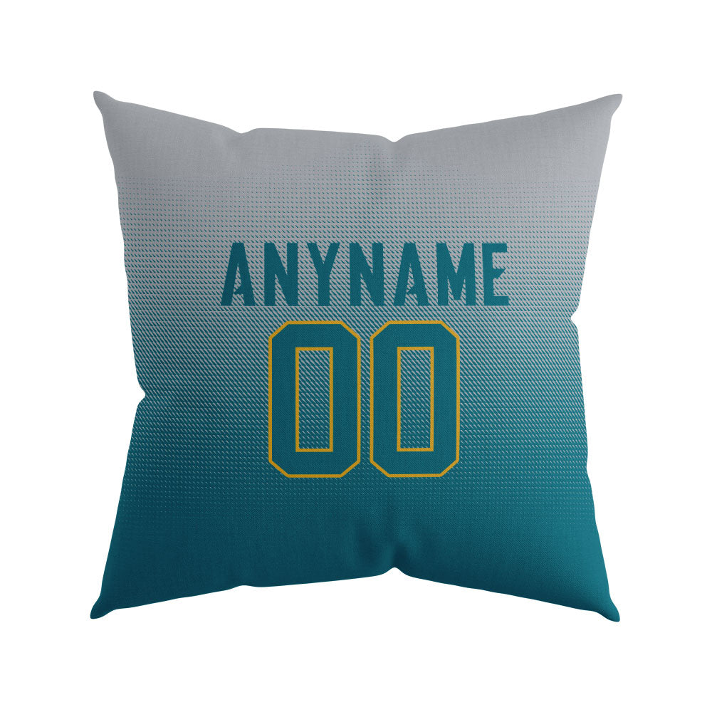 Custom Football Throw Pillow for Men Women Boy Gift Printed Your Personalized Name Number Teal&Black&White enthsush