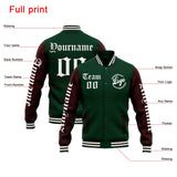 Custom Varsity Jacket Letterman jacket for Men, Women and Youth Green Brown