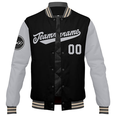 Custom Varsity Jacket Letterman jacket for Men, Women and Youth Grey Black Cream enthsush