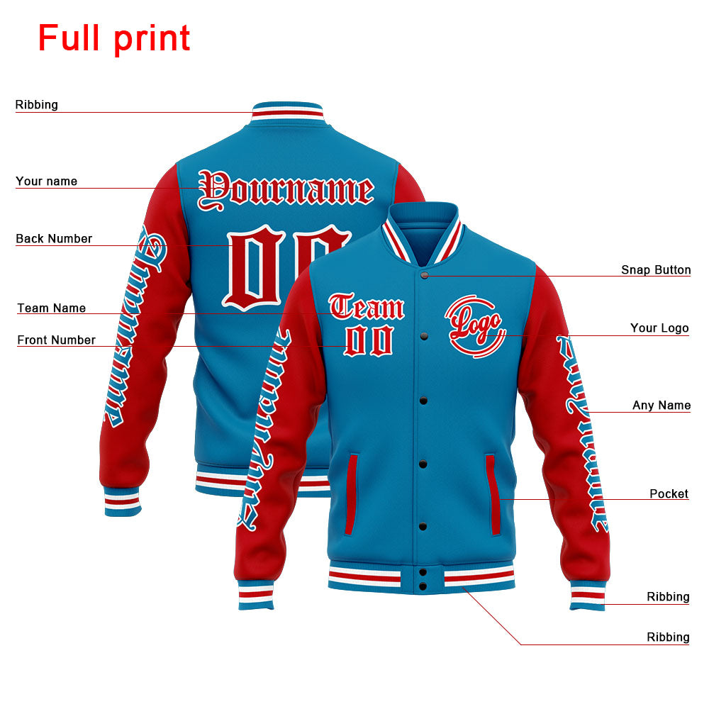 Custom Varsity Jacket Letterman jacket for Men, Women and Youth Blue Red enthsush