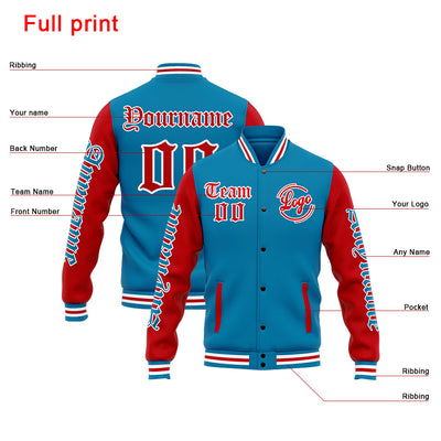 Custom Varsity Jacket Letterman jacket for Men, Women and Youth Blue Red enthsush
