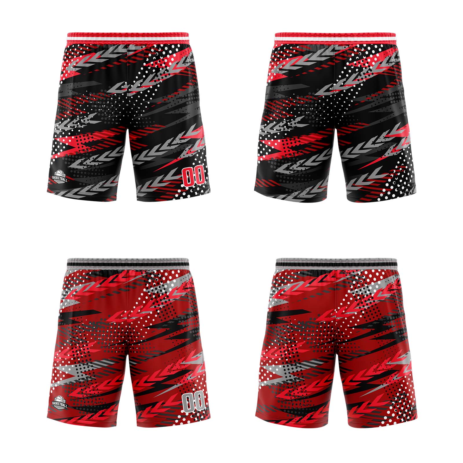 Custom Black Red Grey Reversible Basketball Suit for Adults and Kids Personalized Jersey enthsush