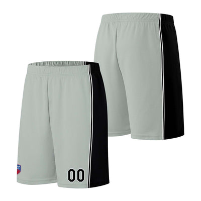 Custom basketball jersey shorts for men and women. Embroidered and printed name, number and logo Grey enthsush