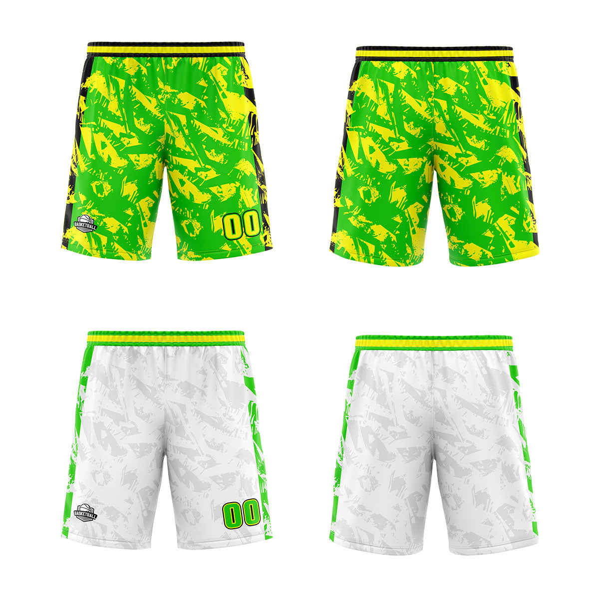 Custom Green Yellow Reversible Basketball Suit for Adults and Kids Personalized Jersey enthsush