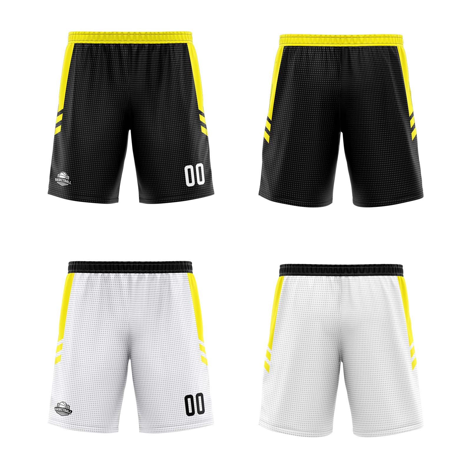 Custom Black White Yellow Reversible Basketball Suit for Adults and Kids Personalized Jersey enthsush