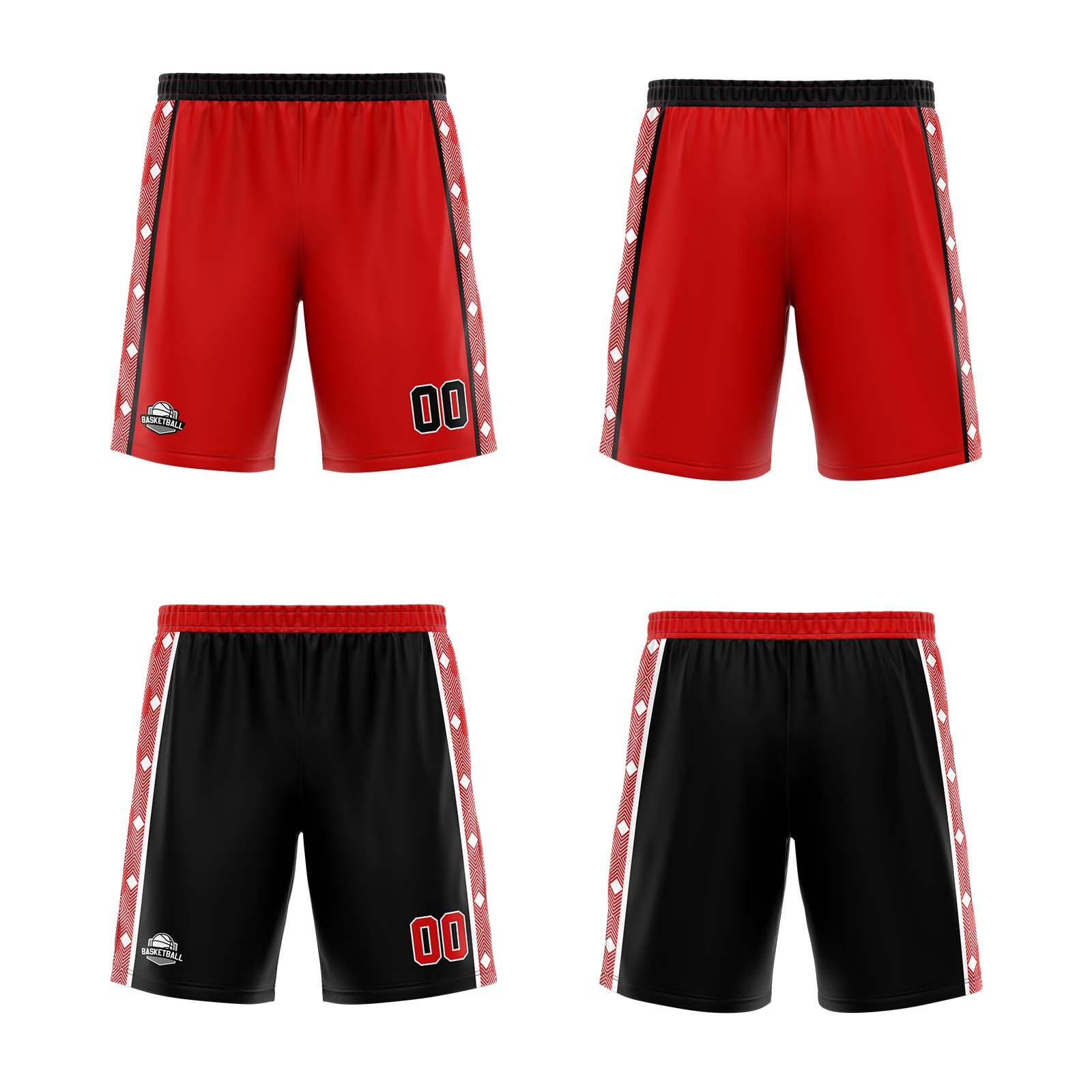Custom Red Black Reversible Basketball Suit for Adults and Kids Personalized Jersey enthsush