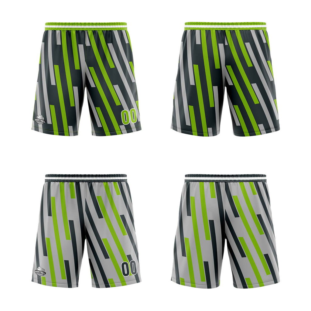 Custom Green Grey Reversible Basketball Suit for Adults and Kids Personalized Jersey enthsush