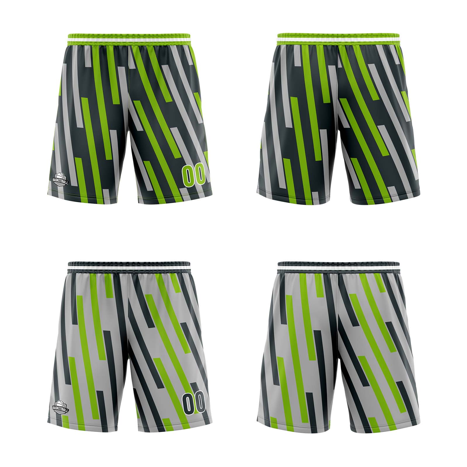 Custom Green Grey Reversible Basketball Suit for Adults and Kids Personalized Jersey enthsush