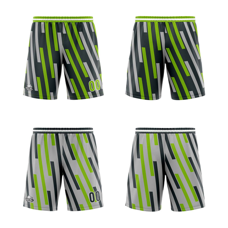 Custom Green Grey Reversible Basketball Suit for Adults and Kids Personalized Jersey