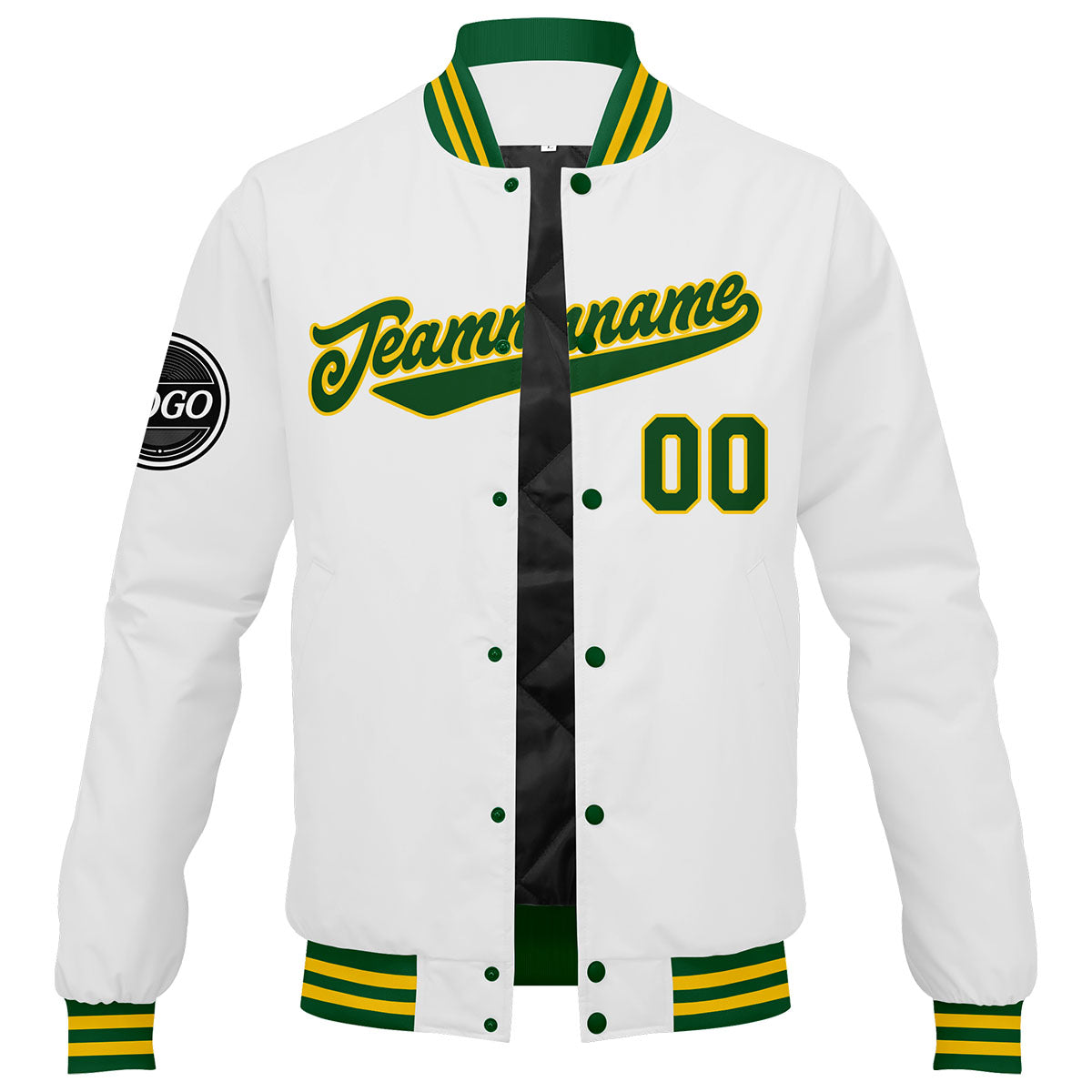 Custom Varsity Jacket Letterman jacket for Men, Women and Youth Green Yellow White enthsush