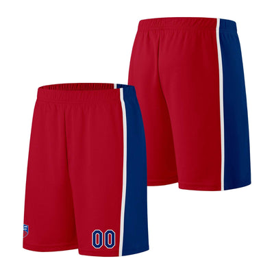 Custom basketball jersey shorts for men and women. Embroidered and printed name, number and logo Red enthsush