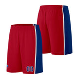 Custom basketball jersey shorts for men and women. Embroidered and printed name, number and logo Red