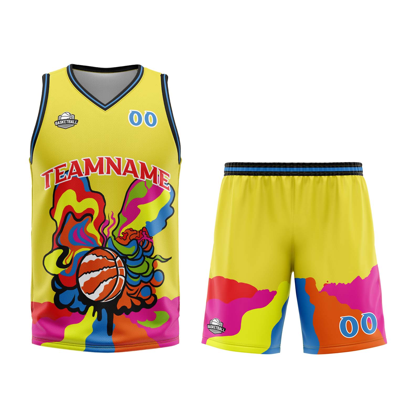 Custom Yellow Basketball Jersey Uniform Suit Printed Your Logo Name Number enthsush