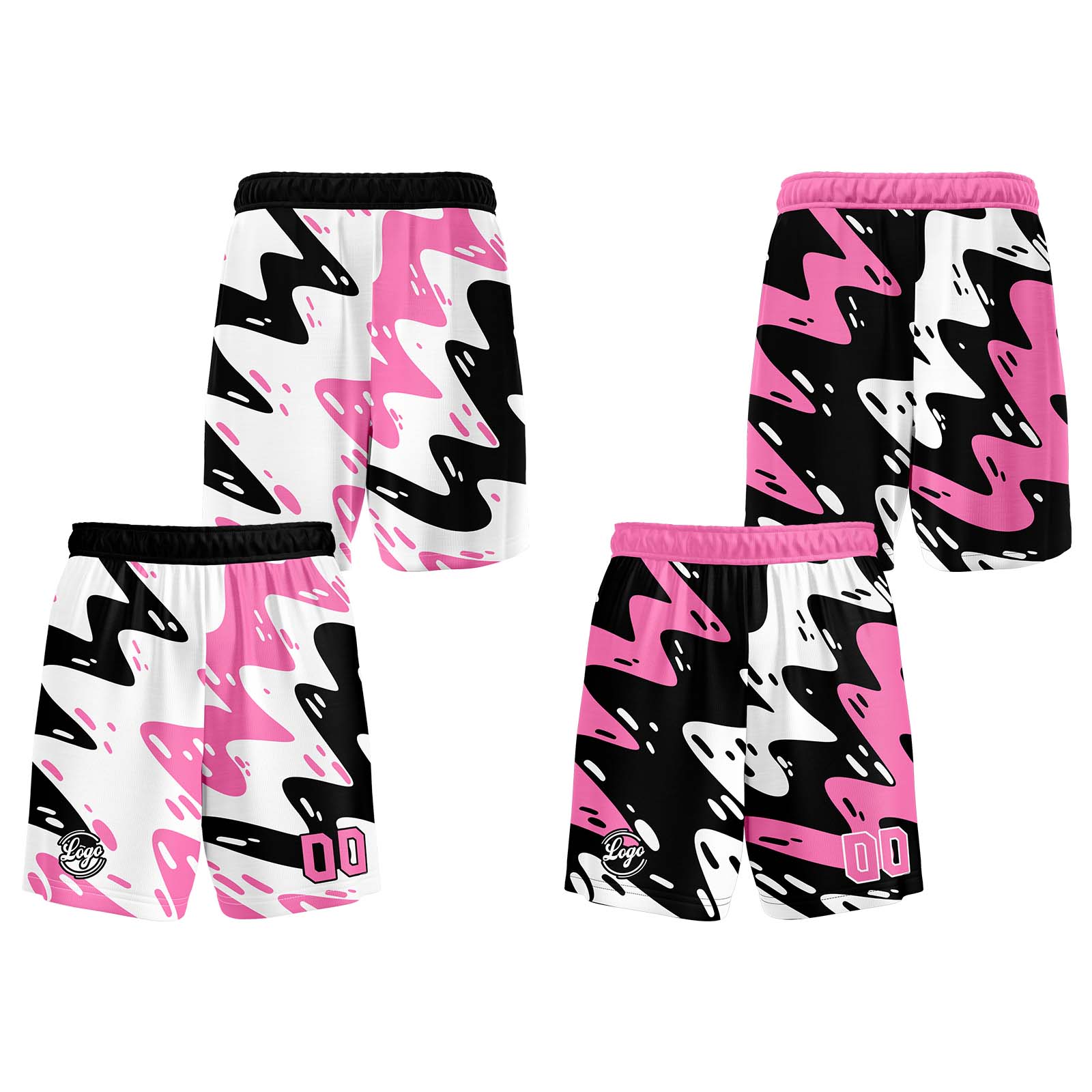 Custom White Black Pink Reversible Basketball Suit for Adults and Kids Personalized Jersey enthsush