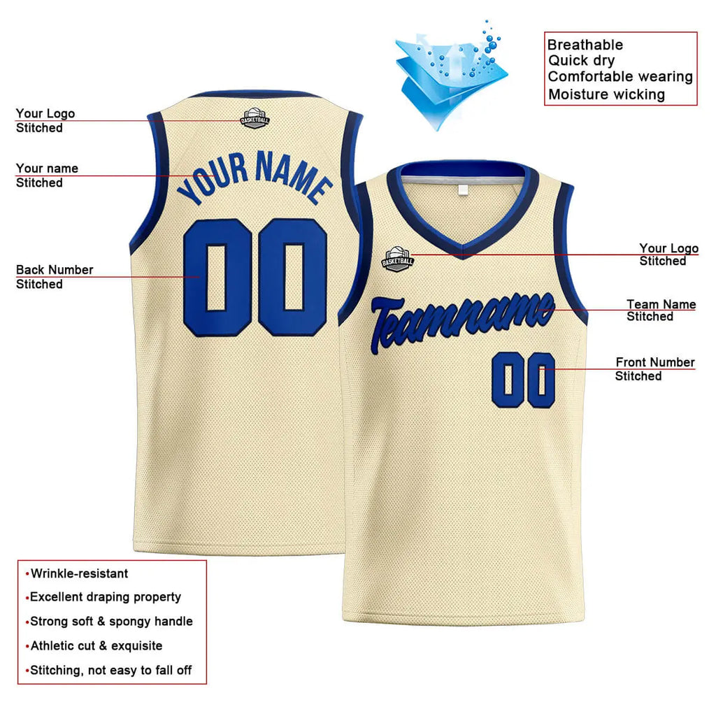 Custom Stitched Basketball Jersey for Men, Women  And Kids Cream-Royal-Navy enthsush