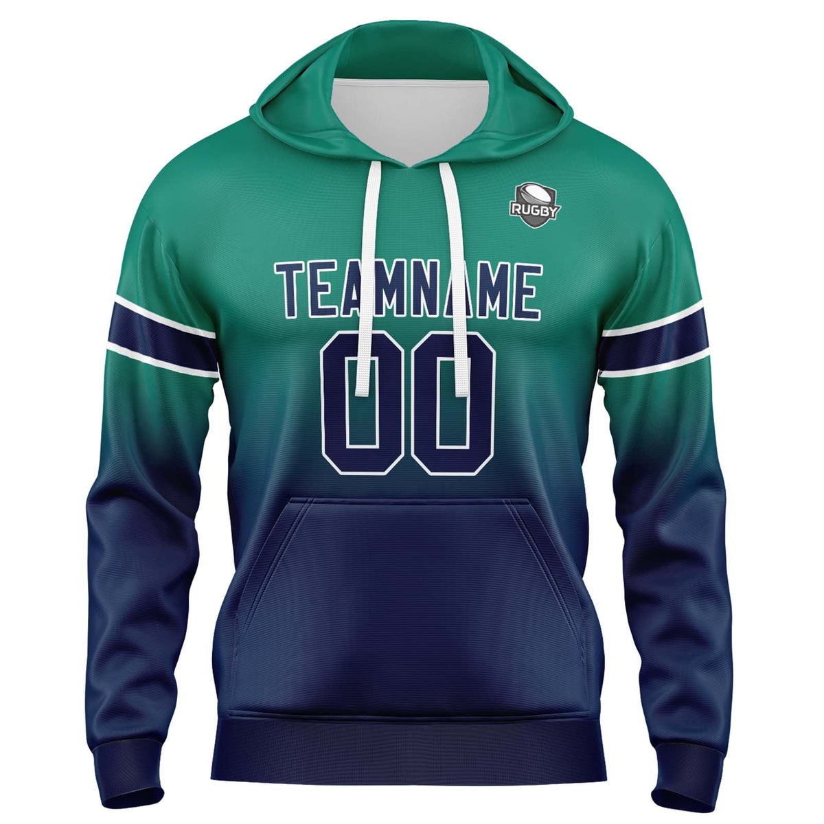 Custom Gradient Sweatshirt Hoodie For Man Woman Girl Boy Print Your Logo Name Number Green&Navy enthsush