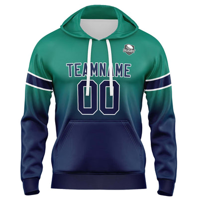 Custom Gradient Sweatshirt Hoodie For Man Woman Girl Boy Print Your Logo Name Number Green&Navy enthsush