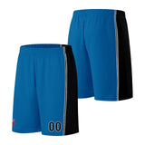 Custom basketball jersey shorts for men and women. Embroidered and printed name, number and logo Blue&Black