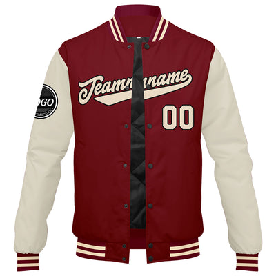 Custom Varsity Jacket Letterman jacket for Men, Women and Youth Crimson Cream enthsush