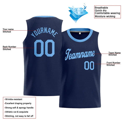 Custom Stitched Basketball Jersey for Men, Women And Kids Navy-Light Blue enthsush