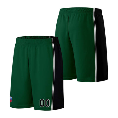 Custom basketball jersey shorts for men and women. Embroidered and printed name, number and logo Dark Green enthsush