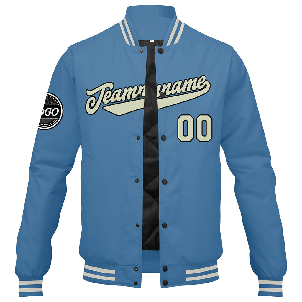 Custom Varsity Jacket Letterman jacket for Men, Women and Youth Light Blue Cream enthsush